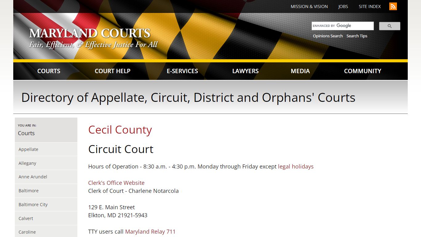 Cecil County | Maryland Courts