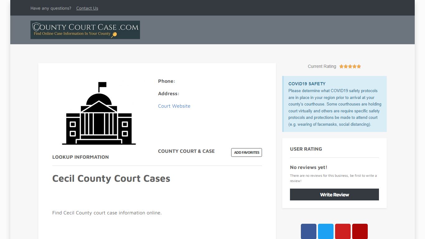 Cecil County | County Court Case Search & Lookup | CountyCourtCase.com